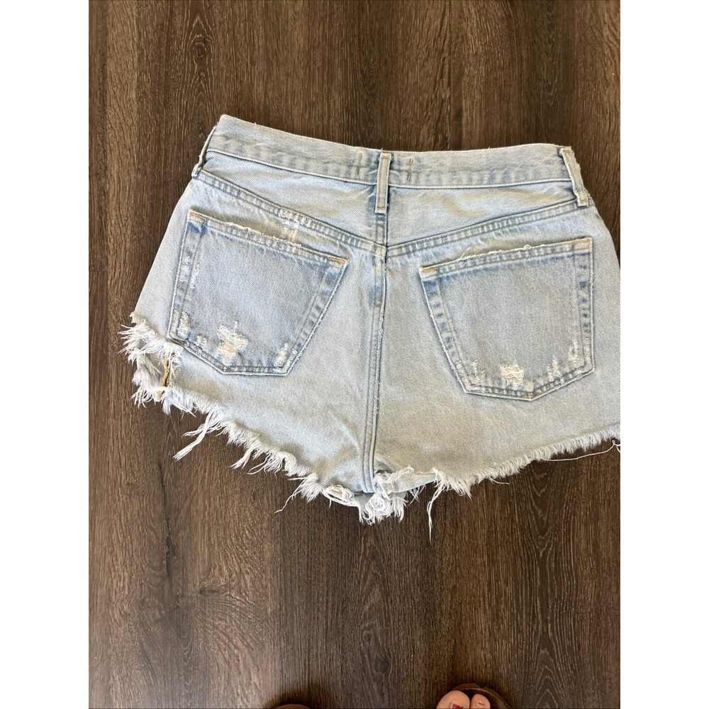 AGOLDE Parker High Rise Distressed Denim Shorts Light Wash Size 26 Boho Festival - Picture 8 of 9